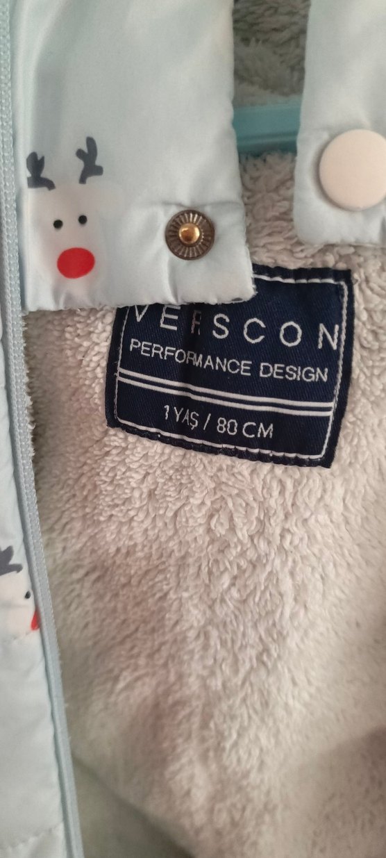 Gri Polar Bebek Tulum, Kürklü ve Baskılı. - Görsel 2