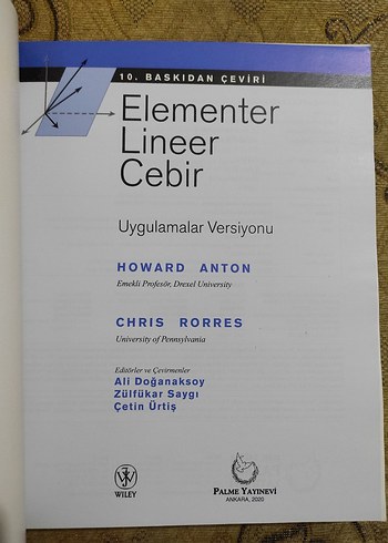 Elementer Lineer Cebir Uygulamalar Versiyonu - Görsel 3