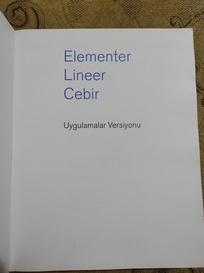 Elementer Lineer Cebir Uygulamalar Versiyonu - Görsel 2