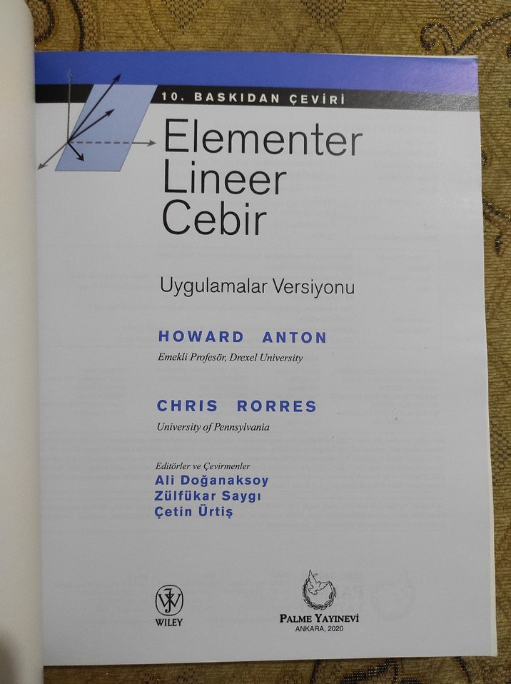 Elementer Lineer Cebir Uygulamalar Versiyonu - Görsel 3