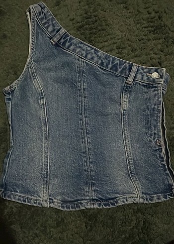 Kot Kumaşlı Tek Omuzlu Kadın Büstiyer - Görsel 3