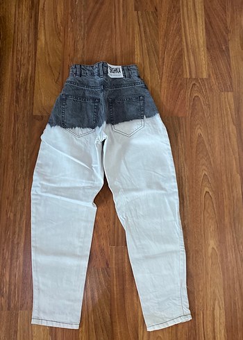 Bershka Gri Beyaz Tie-Dye Salaş Kot Pantolon