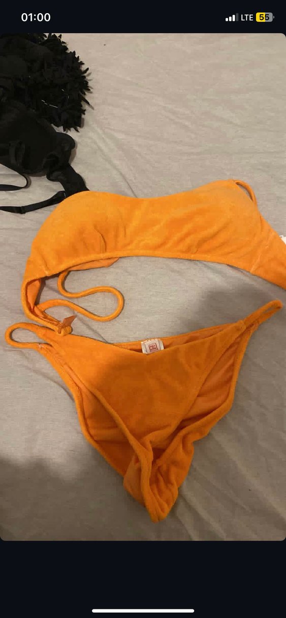Siyah Strappy Kadın Bikini Takımı ve turuncu - Görsel 2