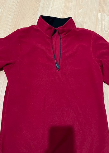 40 Beden kırmızı Renk Kırmızı Bordo Kadın Fermuarlı Polar Sweatshirt