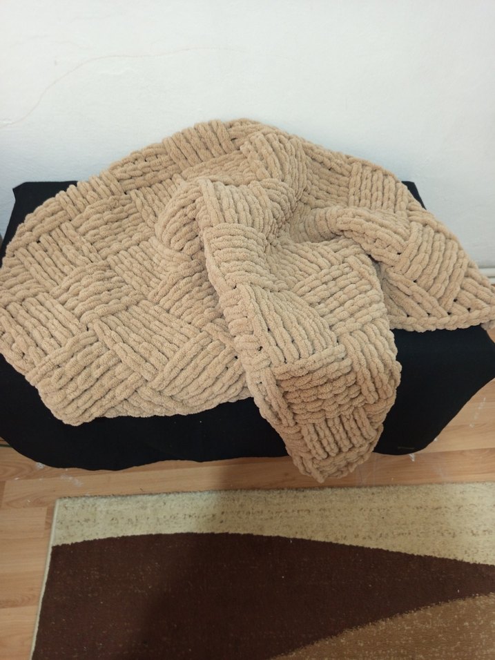 Bej Örgü bebek Battaniyesi - Görsel 2