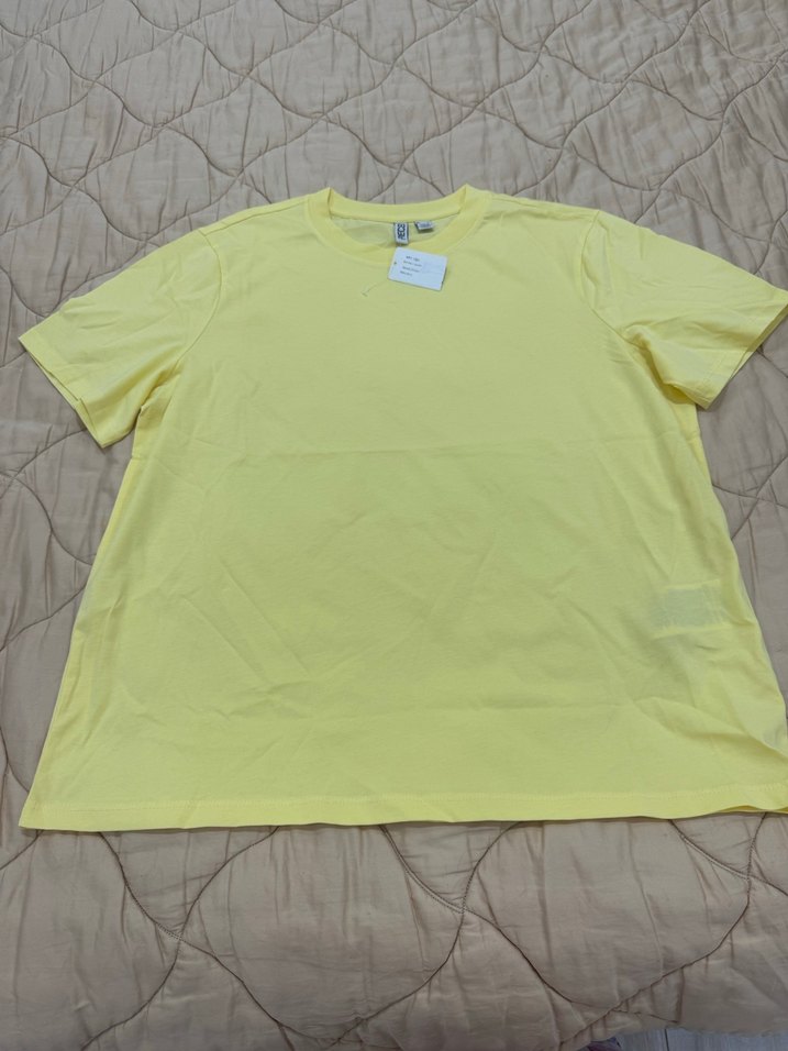 Sarı Kısa Kollu Basic Tişört - Görsel 2