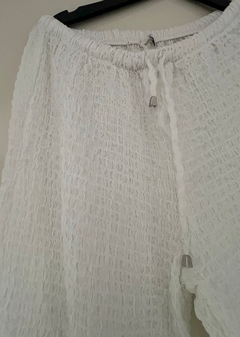 Beyaz Pilili Salaş plaj Pantolonu - Görsel 4