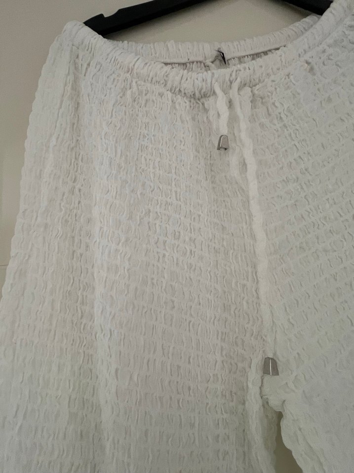 Beyaz Pilili Salaş plaj Pantolonu - Görsel 4