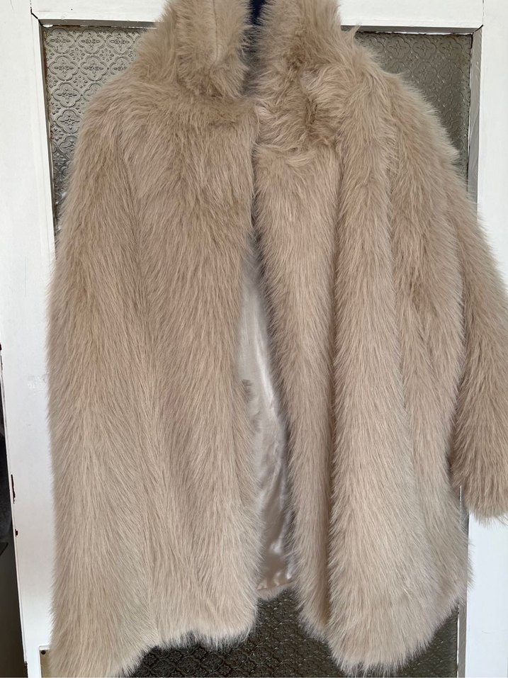 Bej Kadın Midi Boy Suni Kürk - Görsel 2