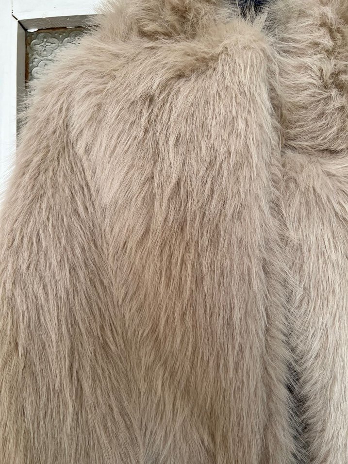 Bej Kadın Midi Boy Suni Kürk - Görsel 3