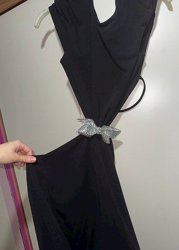 Zara taşlı fiyonklu elbise - Görsel 2