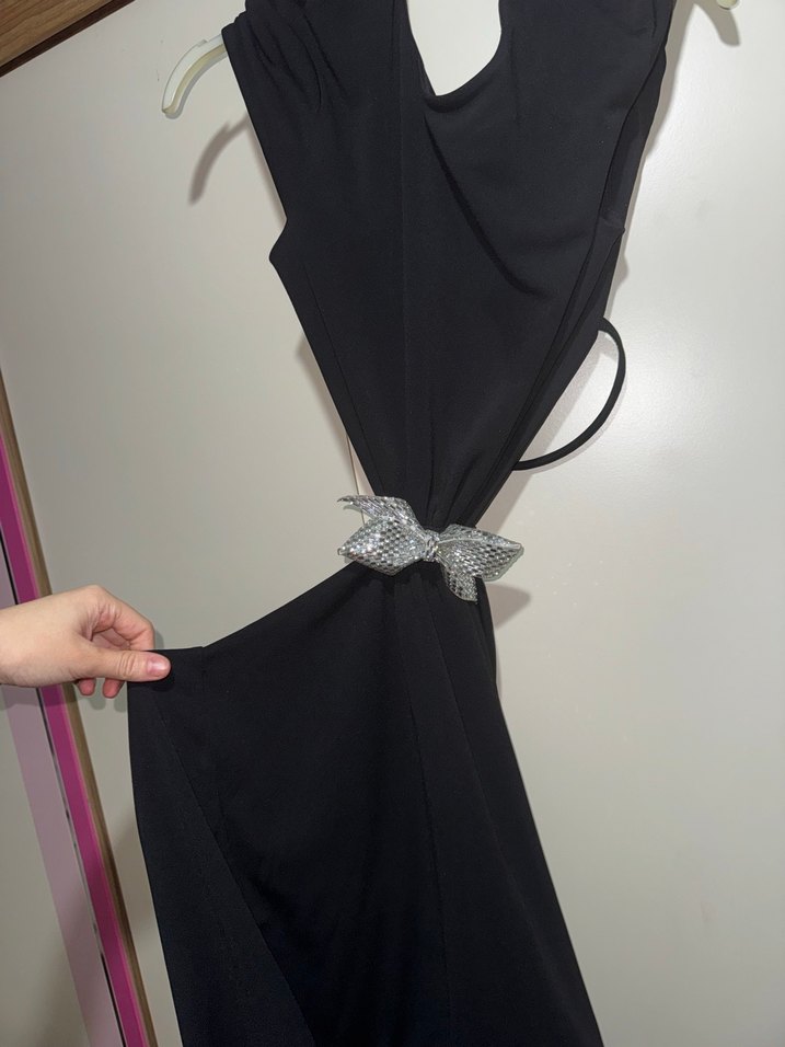 Zara taşlı fiyonklu elbise - Görsel 2