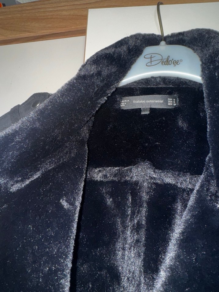 Zara Kürklü Siyah Süet Biker Ceket - Görsel 2