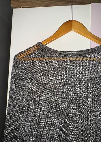 Zara parıltılı Gri Örgü Kadın Uzun Kollu Kazak - Görsel 2