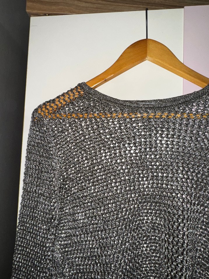 Zara parıltılı Gri Örgü Kadın Uzun Kollu Kazak - Görsel 2