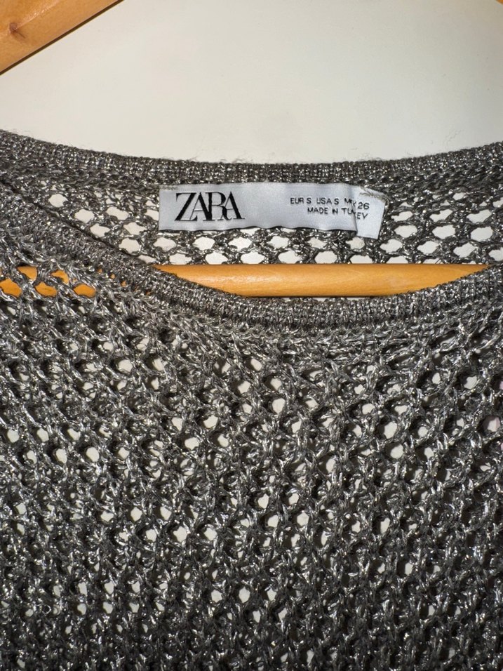 Zara parıltılı Gri Örgü Kadın Uzun Kollu Kazak - Görsel 3