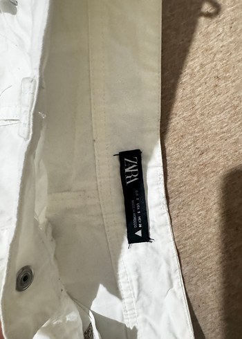 Zara Beyaz Kemerli Keten Mini Etek - Görsel 2