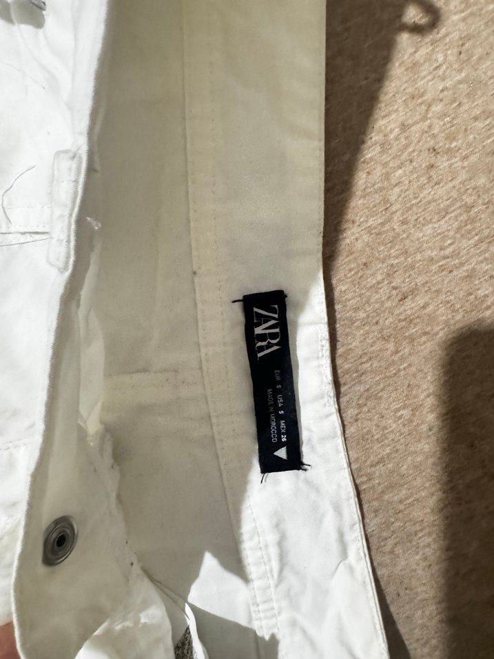 Zara Beyaz Kemerli Keten Mini Etek - Görsel 2