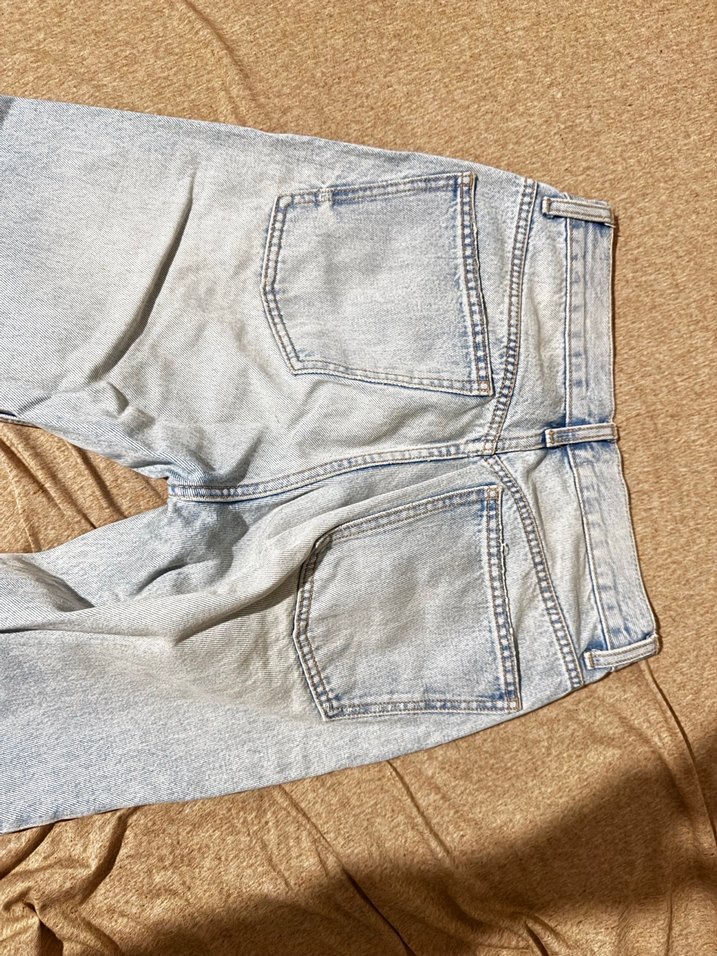 Zara buz mavisi  Loose Fit Kadın Denim Pantolon - Görsel 4