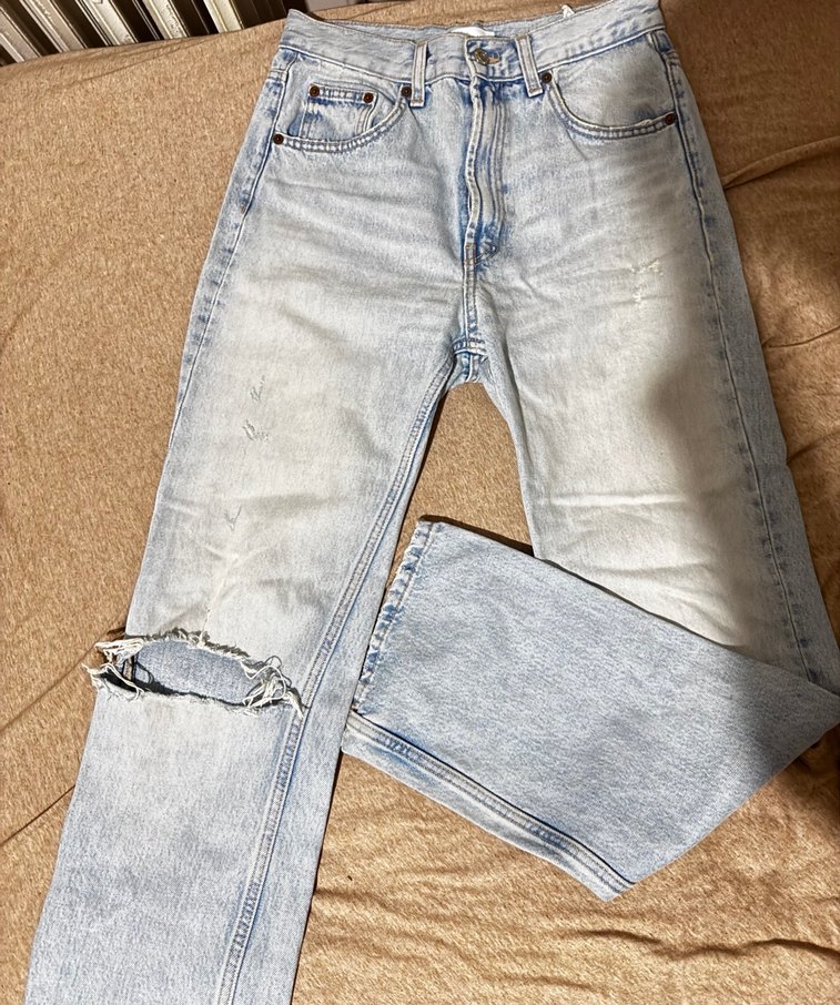 Zara buz mavisi  Loose Fit Kadın Denim Pantolon - Görsel 2