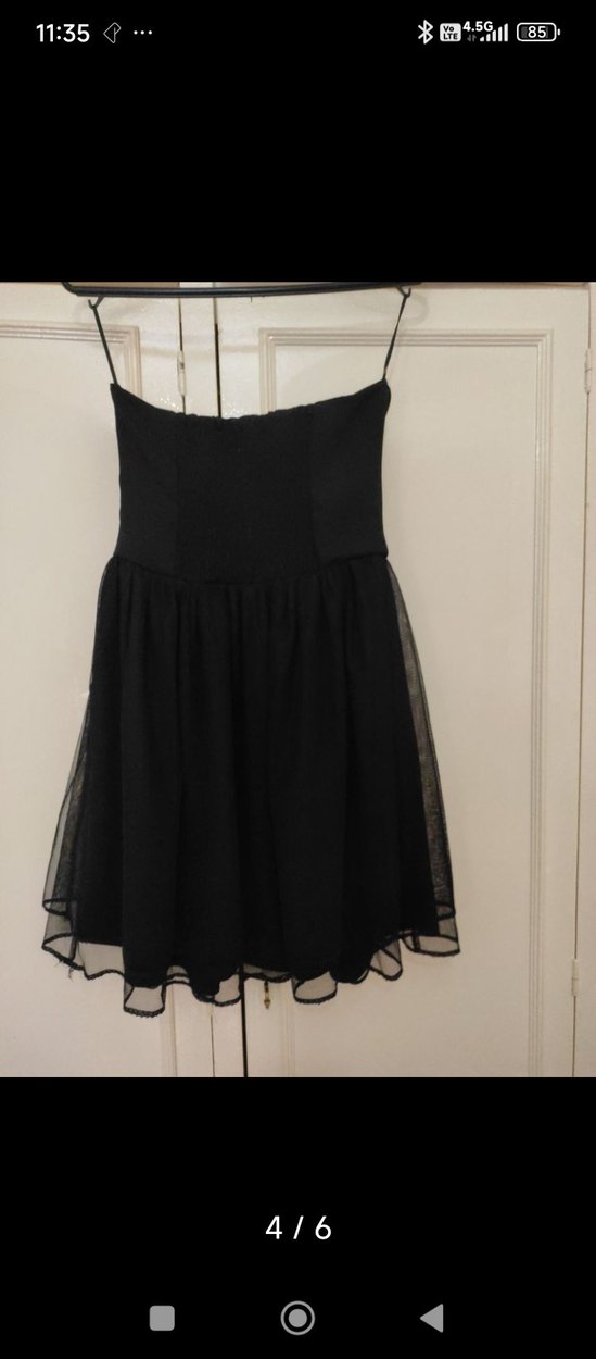 Mango Siyah Straplez Mini Abiye Elbise - Görsel 4