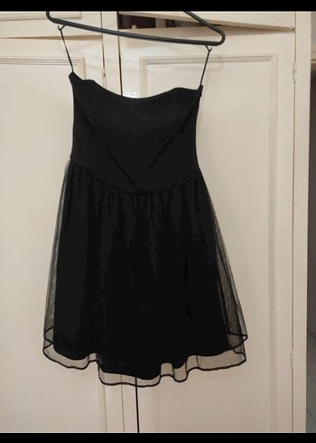 Mango Siyah Straplez Mini Abiye Elbise - Görsel 2