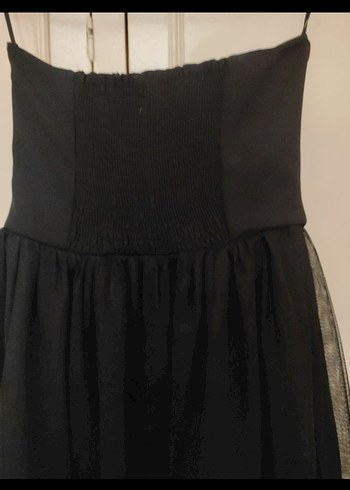 Mango Siyah Straplez Mini Abiye Elbise - Görsel 5