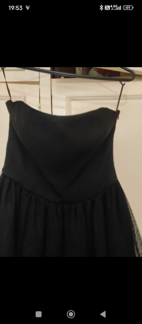 Mango Siyah Straplez Mini Abiye Elbise - Görsel 3