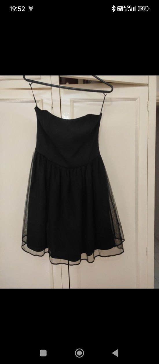 Mango Siyah Straplez Mini Abiye Elbise - Görsel 2