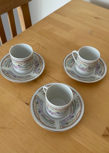 Pastel Renkli 3'lü Kahve Fincanı ve Tabağı Seti - Görsel 2