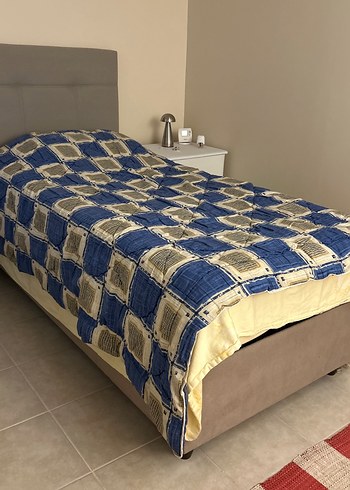 Parlak Mavi Kareli Yorgan çift kişilik  195cm en 195 boy - Görsel 3