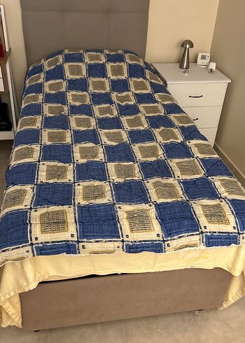 Parlak Mavi Kareli Yorgan çift kişilik  195cm en 195 boy - Görsel 2