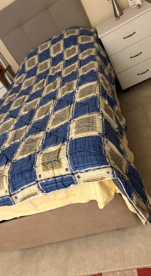 Parlak Mavi Kareli Yorgan çift kişilik  195cm en 195 boy - Görsel 4