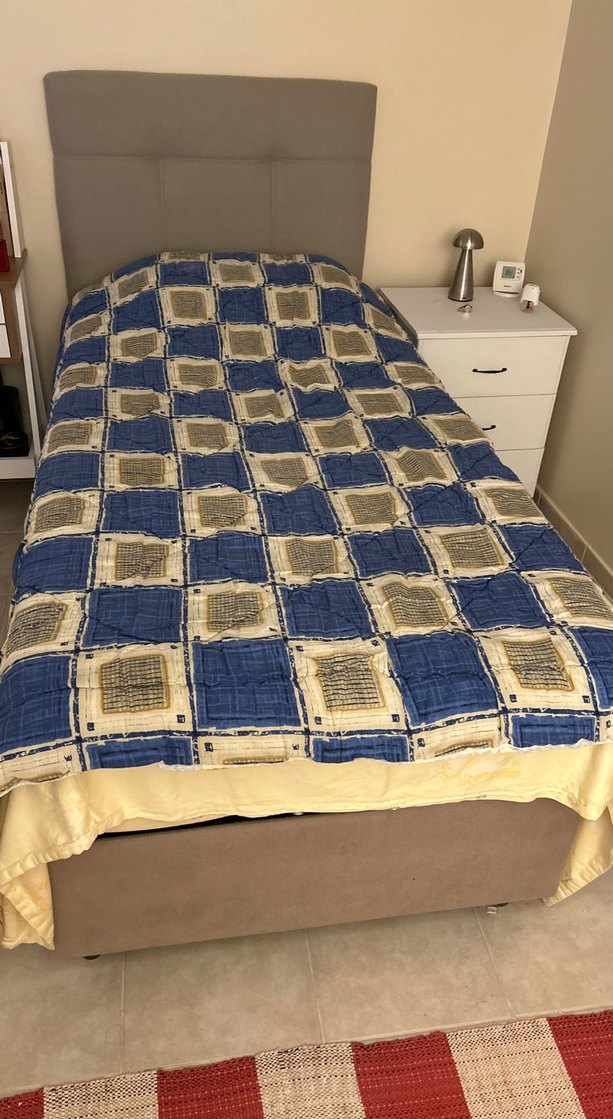 Parlak Mavi Kareli Yorgan çift kişilik  195cm en 195 boy - Görsel 2