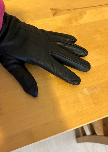 Siyah orjinal kuzu Deri Biker Kadın Eldiveni - Görsel 4