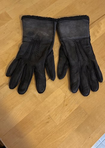 Süet Kadın Siyah Deri Kürklü Eldivenler - Görsel 4