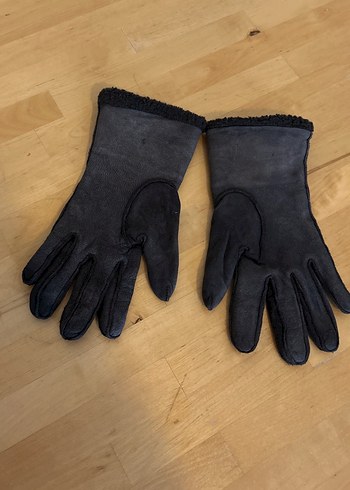 Süet Kadın Siyah Deri Kürklü Eldivenler - Görsel 2