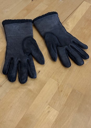 Süet Kadın Siyah Deri Kürklü Eldivenler - Görsel 3