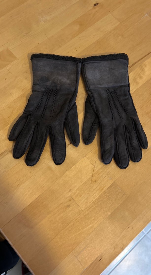 Süet Kadın Siyah Deri Kürklü Eldivenler - Görsel 4