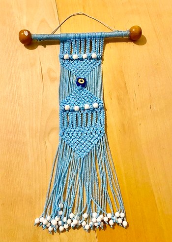 Bohem Tarzda Mavi Makrome Duvar Süsü