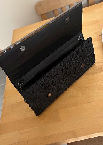 Dantel İşlemeli Siyah Vintage abiye Kadın Portföy Çanta - Görsel 4