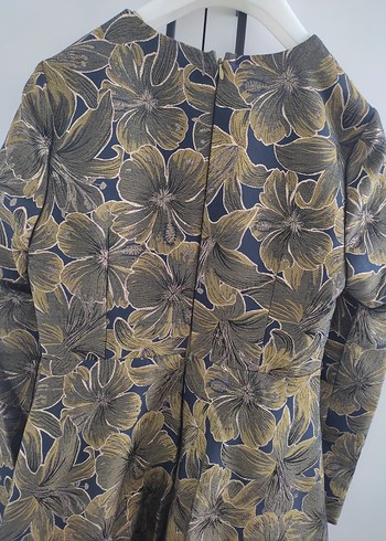 Drapeli Uzun Kollu Gold Kadın Abiye s-m (36-40) beden uyumlu - Görsel 6