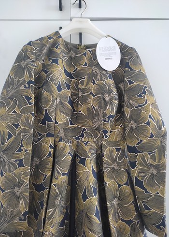 Drapeli Uzun Kollu Gold Kadın Abiye s-m (36-40) beden uyumlu - Görsel 2