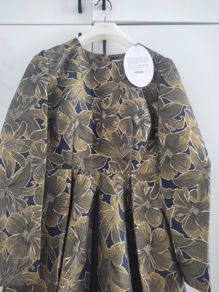 Drapeli Uzun Kollu Gold Kadın Abiye s-m (36-40) beden uyumlu - Görsel 2