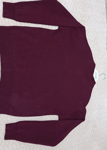 Bordo Nakışlı Düğmeli Kız Hırka - Görsel 2