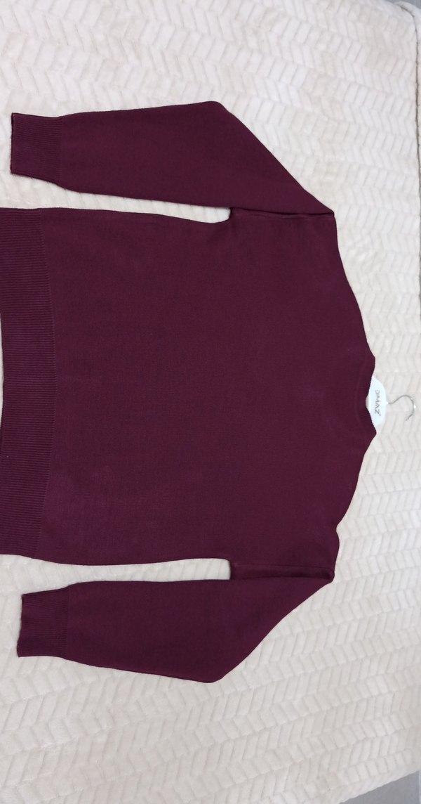 Bordo Nakışlı Düğmeli Kız Hırka - Görsel 2