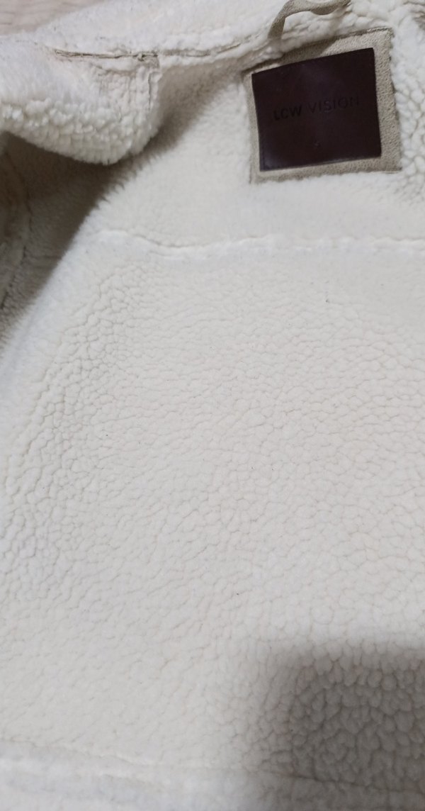 Bej Süet Kadın Ceket, Kürk Detaylı, Midi Boy - Görsel 5