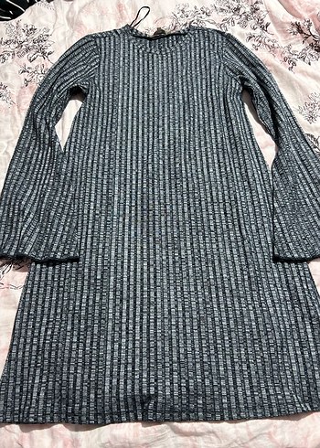 Gri Triko Kadın Uzun Kollu Elbise - Görsel 2