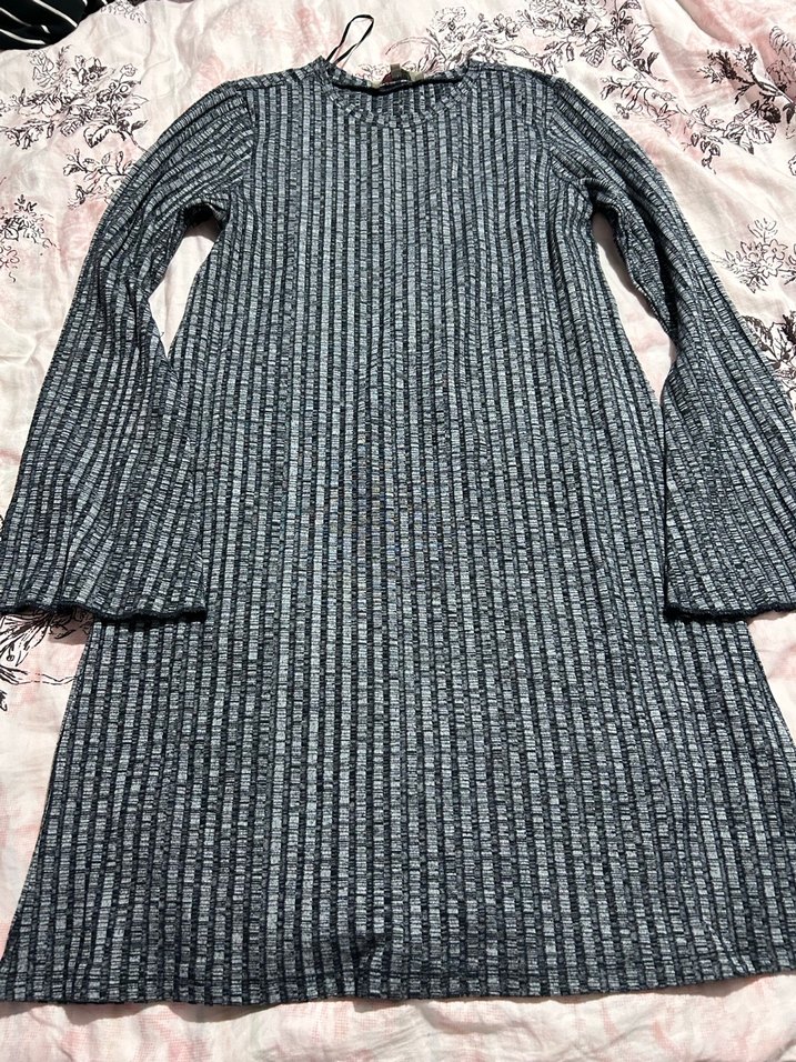 Gri Triko Kadın Uzun Kollu Elbise - Görsel 2