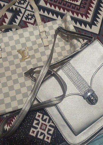 Gri Deri Tokalı Bohem Kadın Çanta 2'lii - Görsel 3